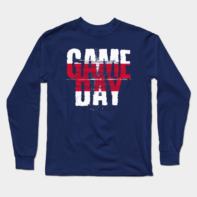 Red and Blue Gameday // Grunge Vintage Football Game Day Long Sleeve T-Shirt by SLAG_Creative